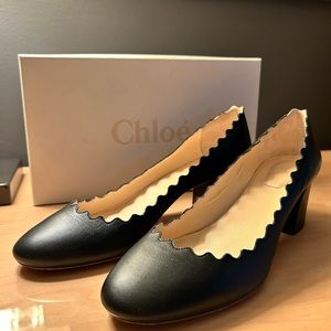 Chloe Lauren Block Heal, black leather, size 9.5